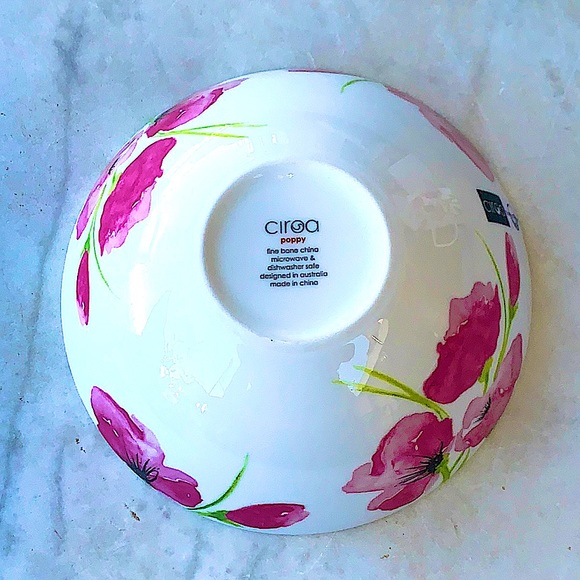 CIROA POPPIES BOWL FINE BONE CHINA NEW PINK GREEN 6 3/4TH - Picture 6 of 6